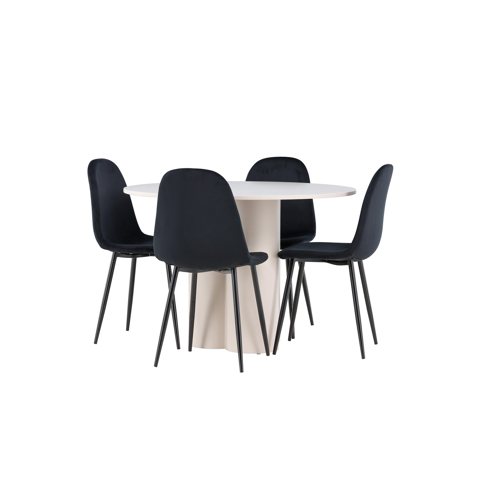 Spisegruppe Venture Home Olivia Ø110 med 4 stk Polar Stoler Fløyel
