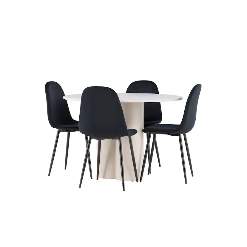 Spisegruppe Venture Home Olivia Ø110 med 4 stk Polar Stoler Fløyel
