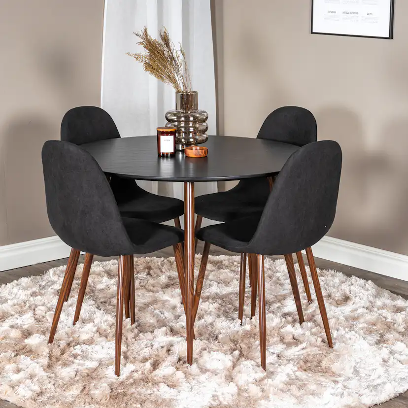 Spisegruppe Venture Home Plake med 4 Pobbie Stoler Polyester Rundt