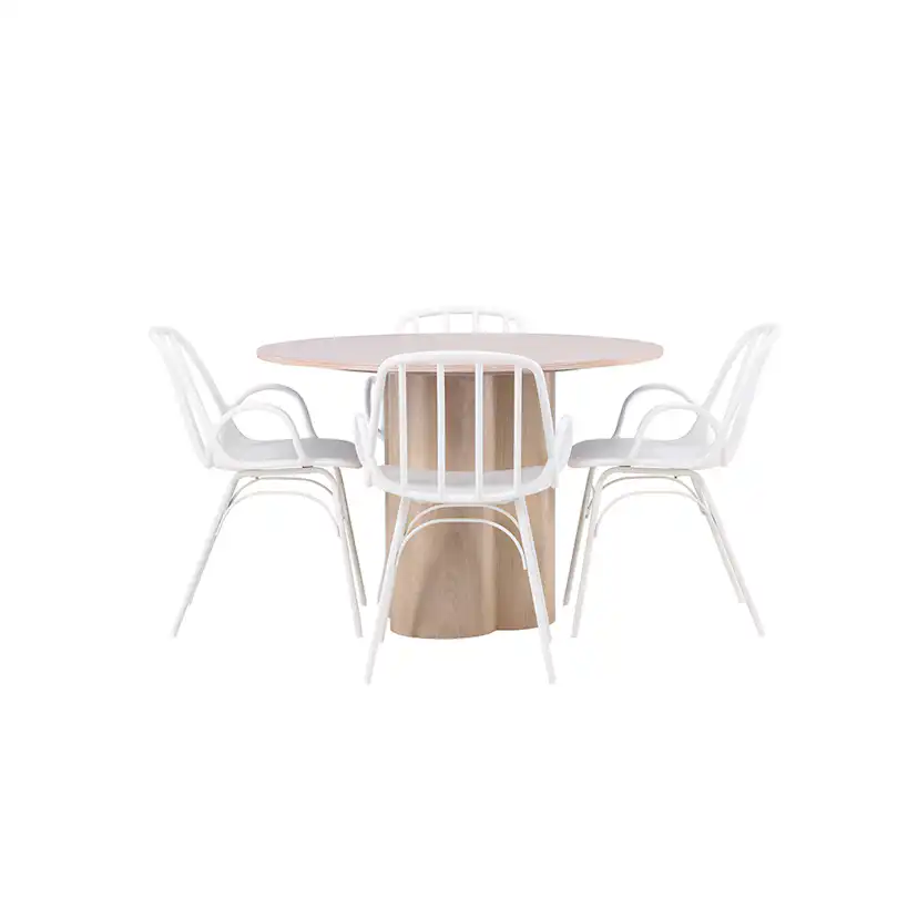 Spisegruppe Venture Home Olivia Ø 110 cm med 4 Dyrön Stoler
