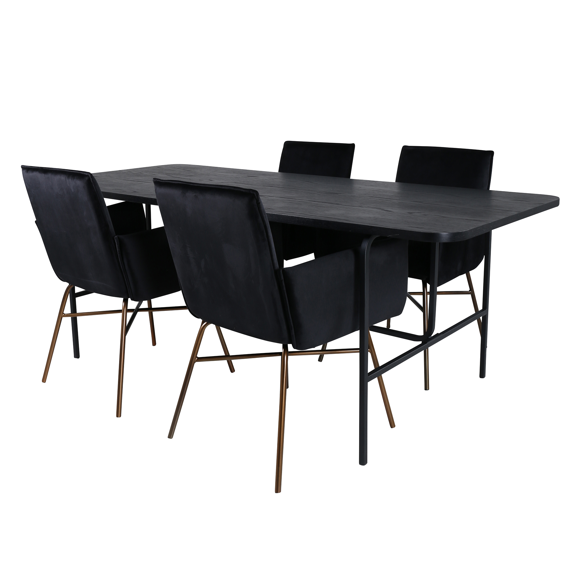 Uno Dining Table - Black / Black Veneer+Pippi Chair - Black Sort