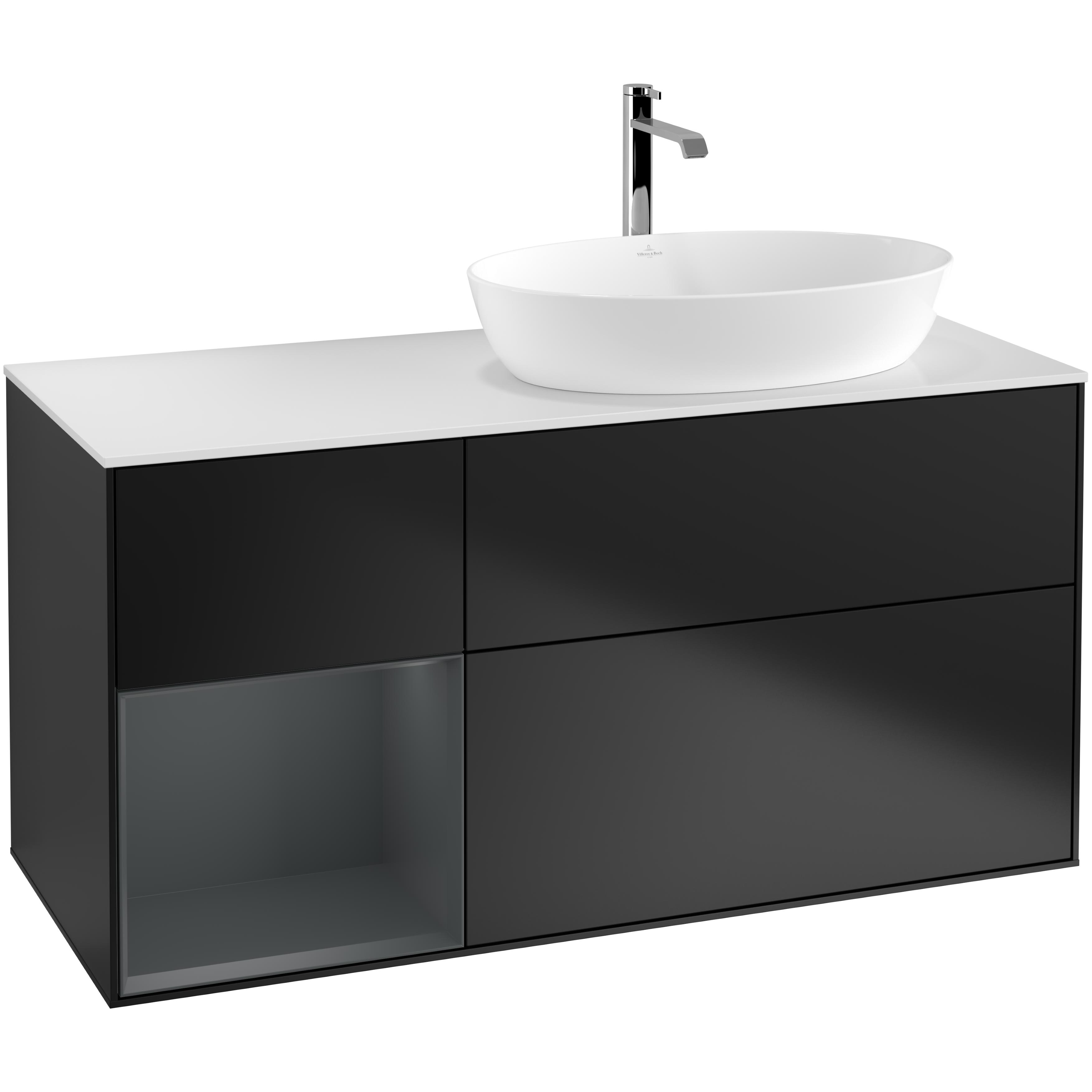 Tvättställsskåp Villeroy & Boch Finion med 3 Lådor Hylla och Bänkskiva för Ocentrerat Tvättställ från Artis & Collaro