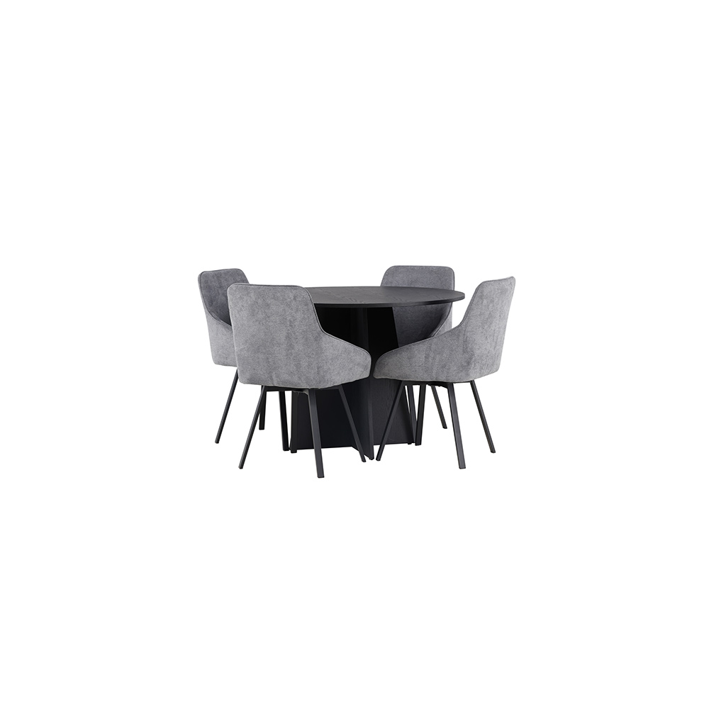 Spisegruppe Venture Home Bootcut Ø110 cm med 4 stk Rosie Stoler