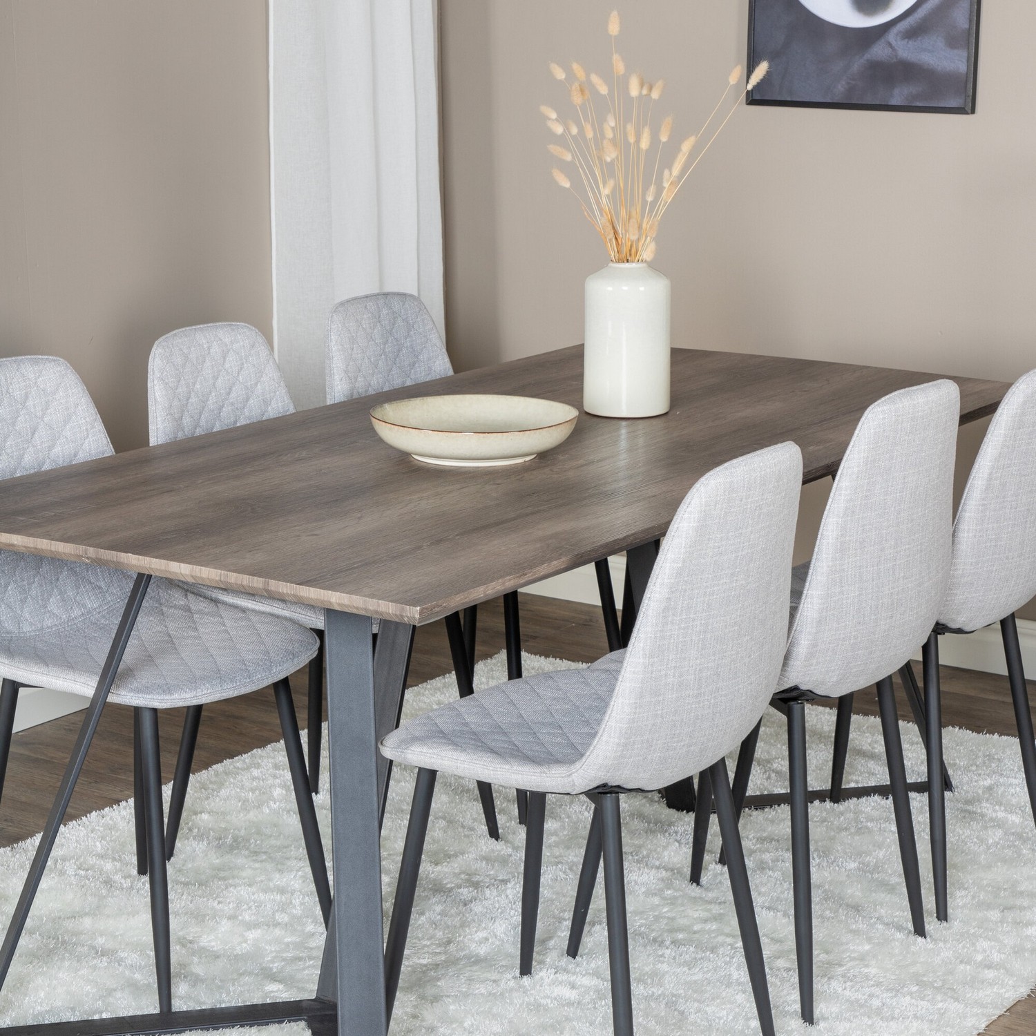 Spisegruppe Venture Home Madde med 6 Phoi Stoler Polyester