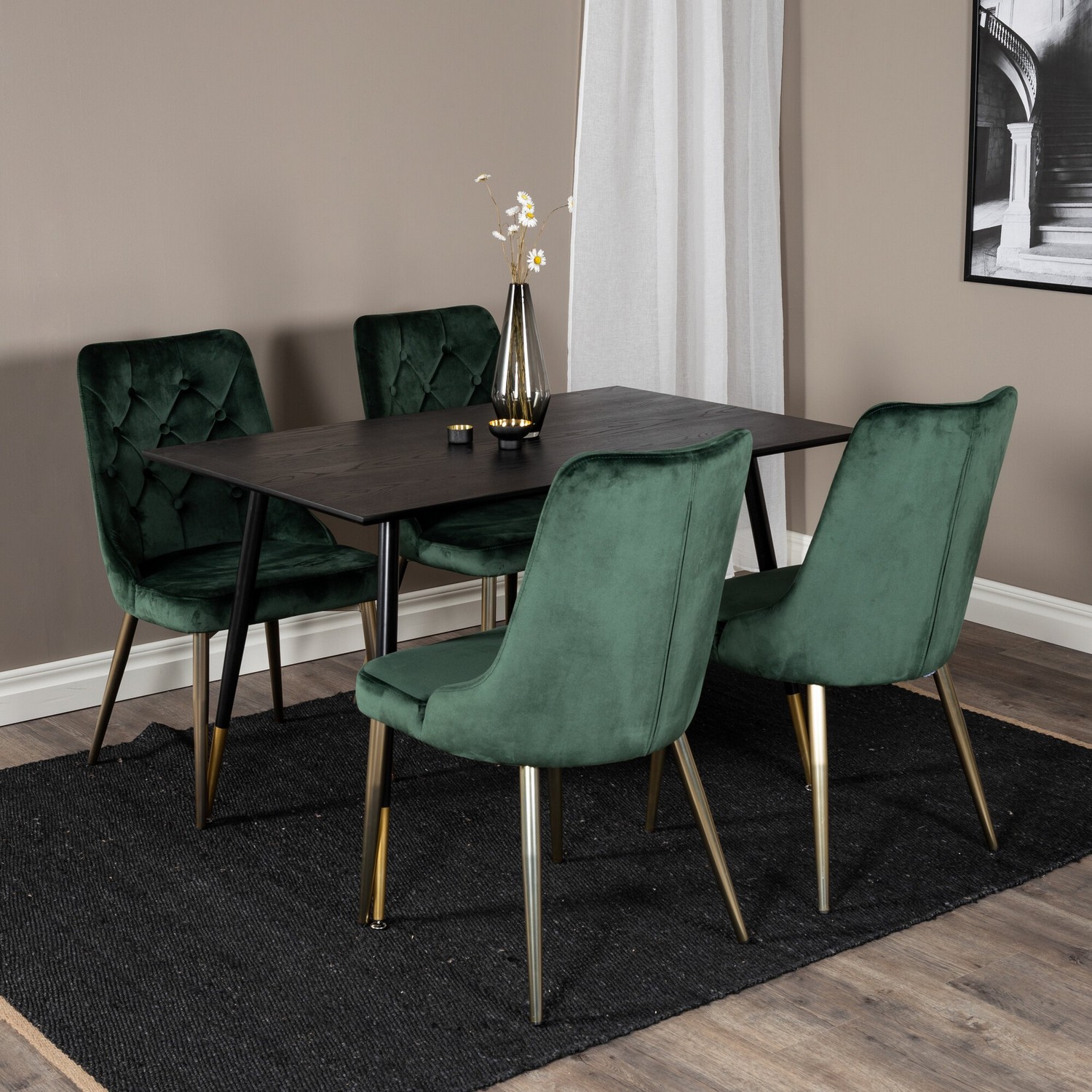 Spisegruppe Venture Home Dipp med 4 Velvet Deluxe Stoler