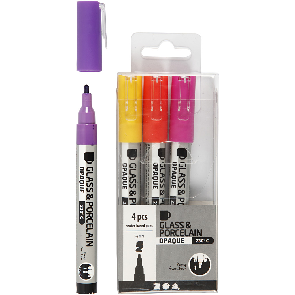 Glass- og Porselenstusj Creativ Company 31335 Semi Opaque 4 stk/1 Pk