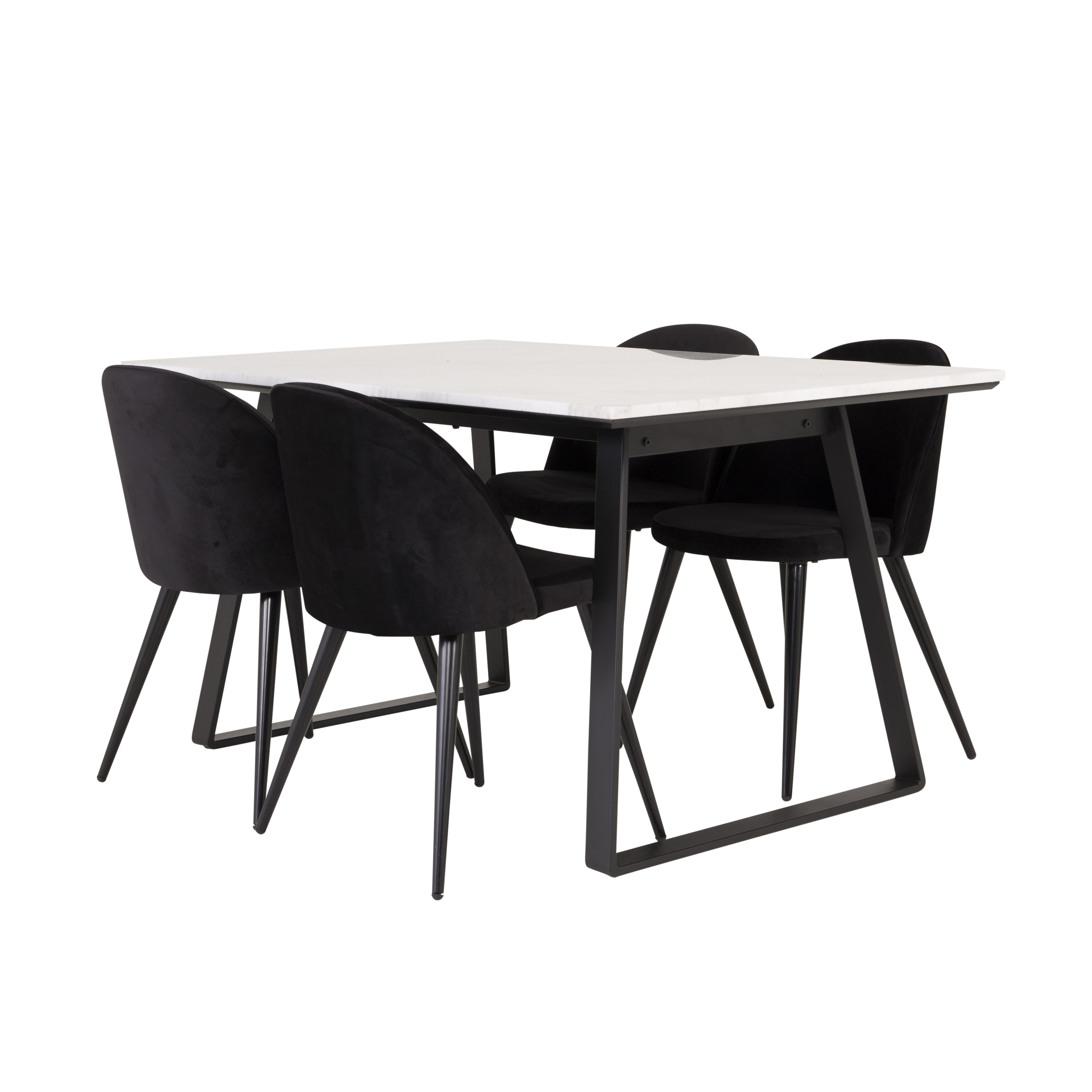 Spisegruppe Venture Home Estelle 140 med 4 Valentina Stoler Fløyel