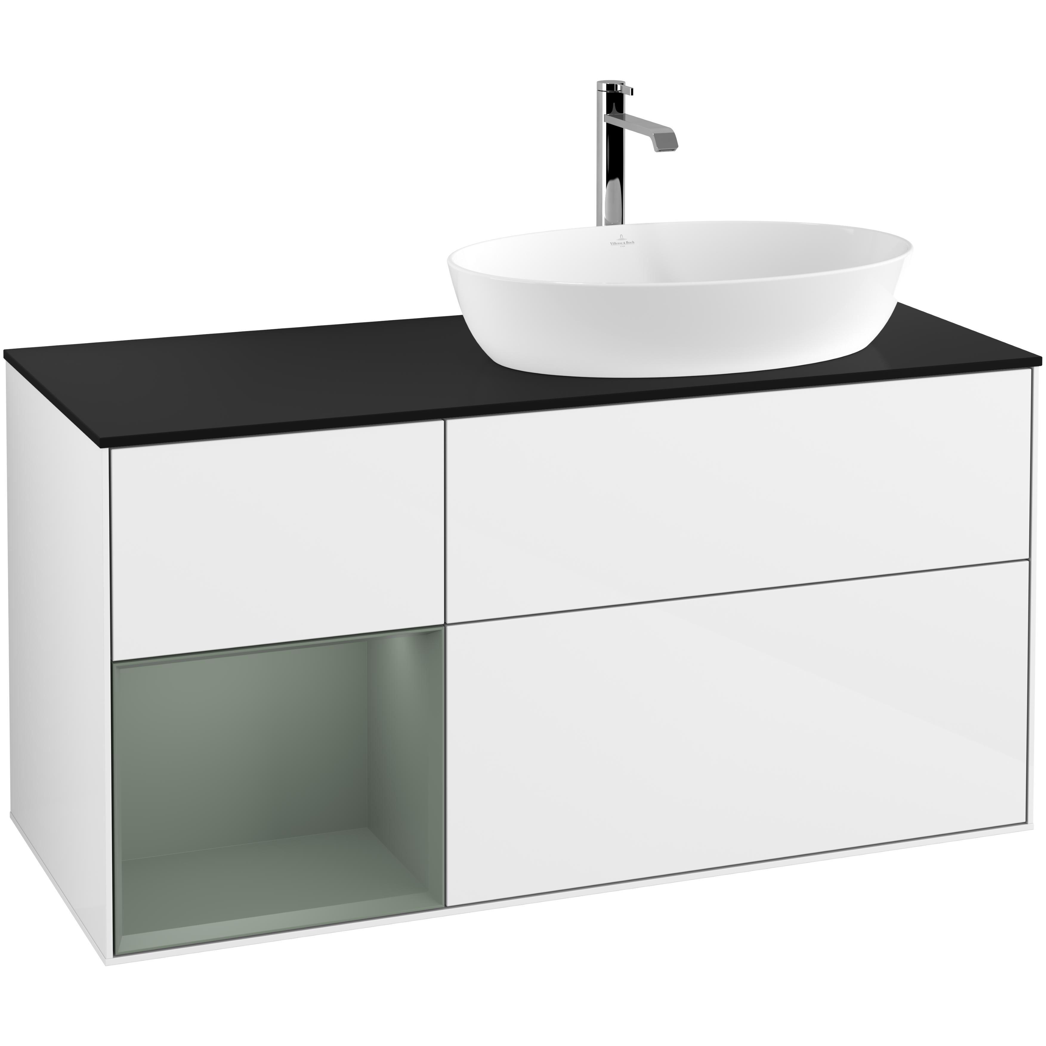 Tvättställsskåp Villeroy & Boch Finion med 3 Lådor Hylla och Bänkskiva för Ocentrerat Tvättställ från Artis & Collaro