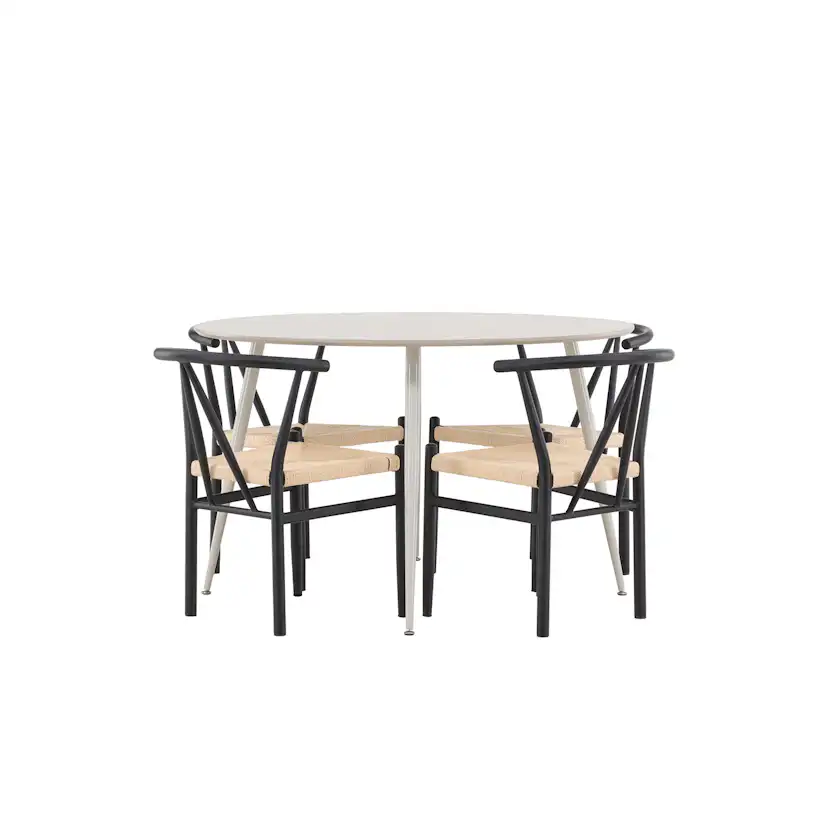 Plaza Dining Table with Alfons Dining Chair Beige/Sort