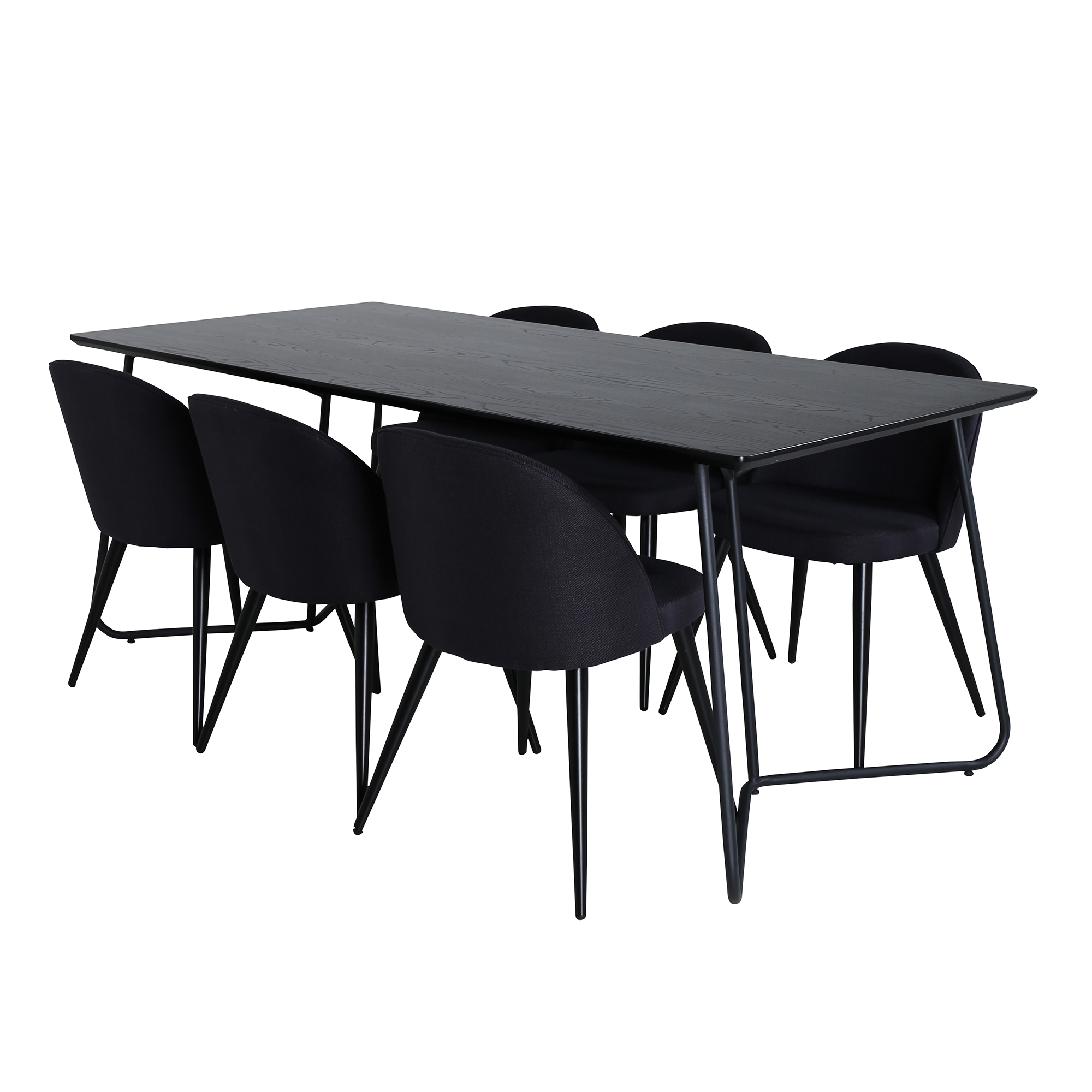 Spisegruppe Venture Home Annika Sort med 6 Valentina Stoler