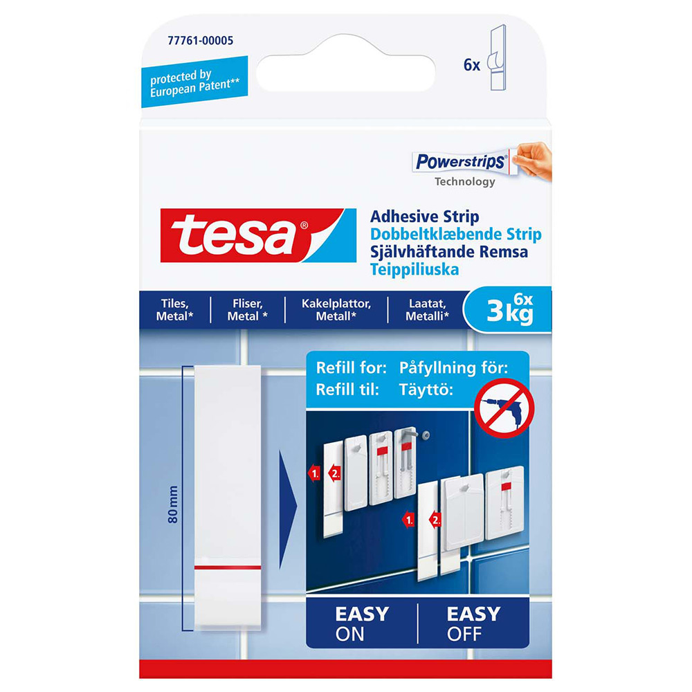 Selvklebende Remse Tesa Glatt Overflate 6 stk 3 kg