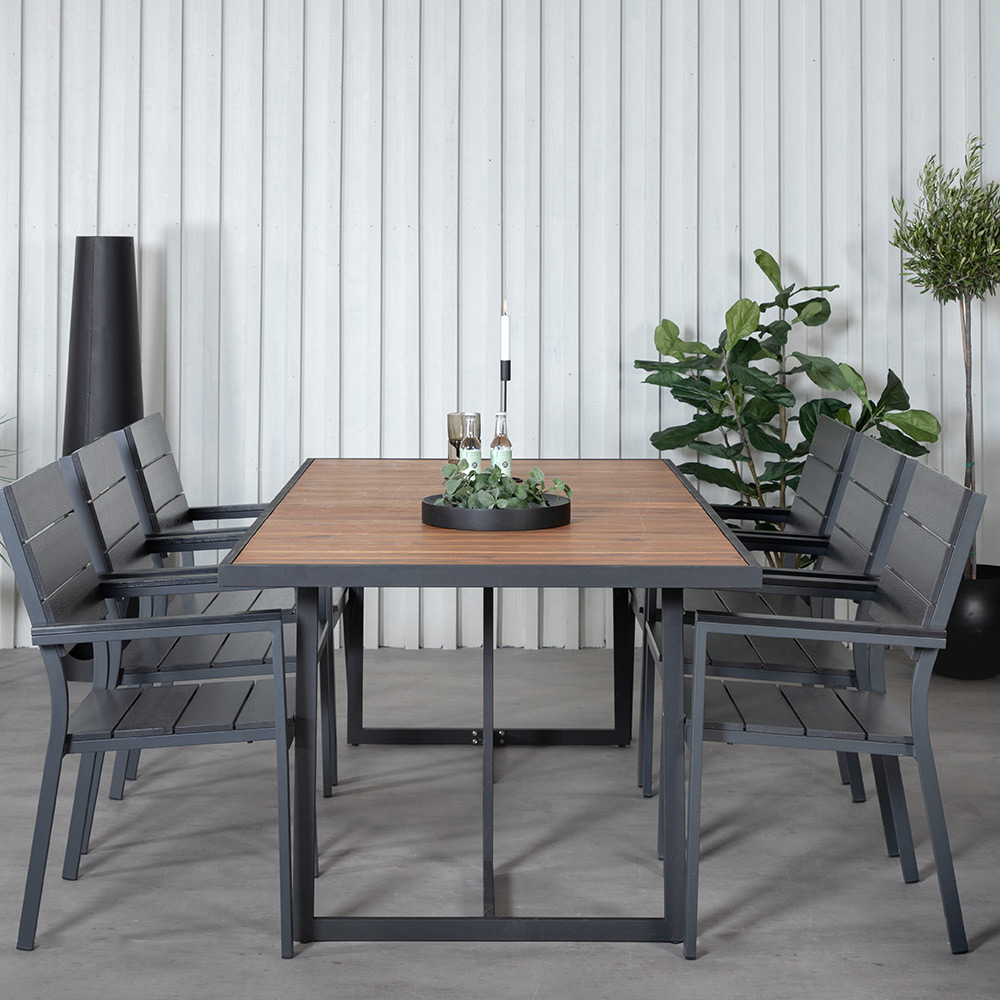 Spisegruppe Venture Home King med 6 Lede Stablebare Spisestoler