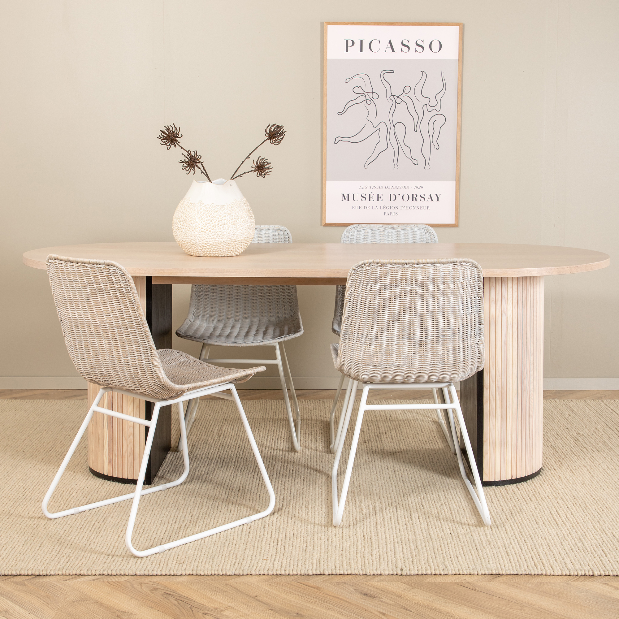 Spisegruppe Venture Home Bianca Benhvit med 4 Cornelia Stoler