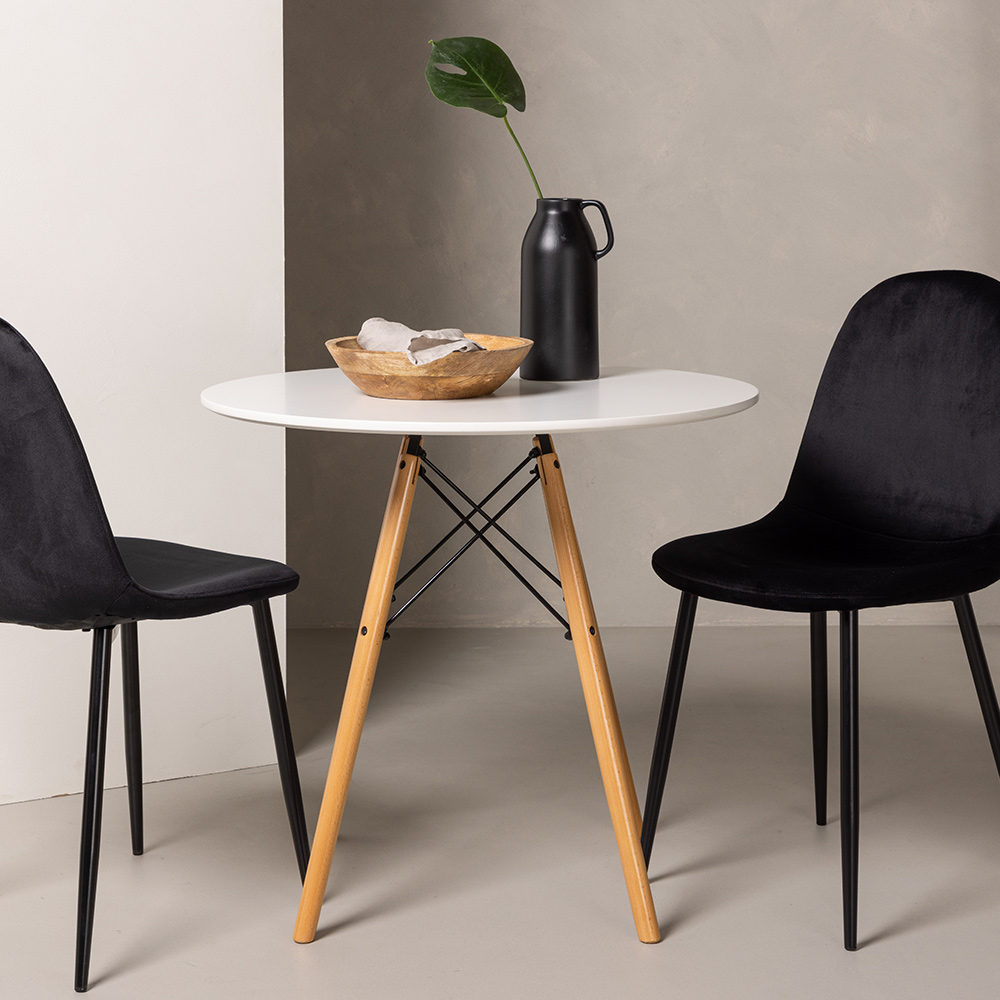 Spisegruppe Venture Home Danburi Ø 60 cm med 2 Polar Fløyel Stoler
