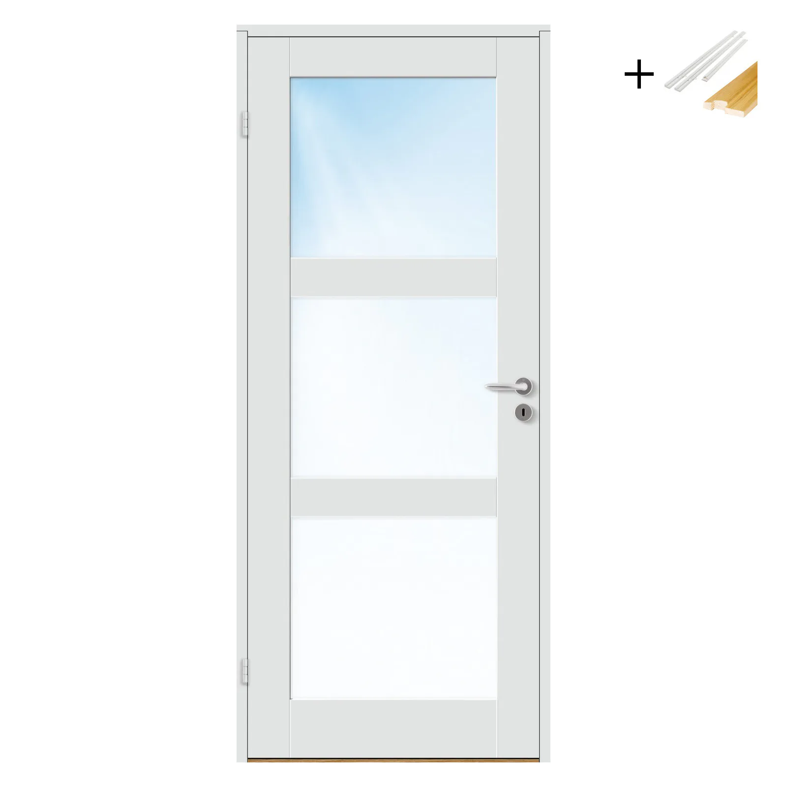 Innerdør Bygg1 Stil 3 Hvit Frostet Glass med Karmsett