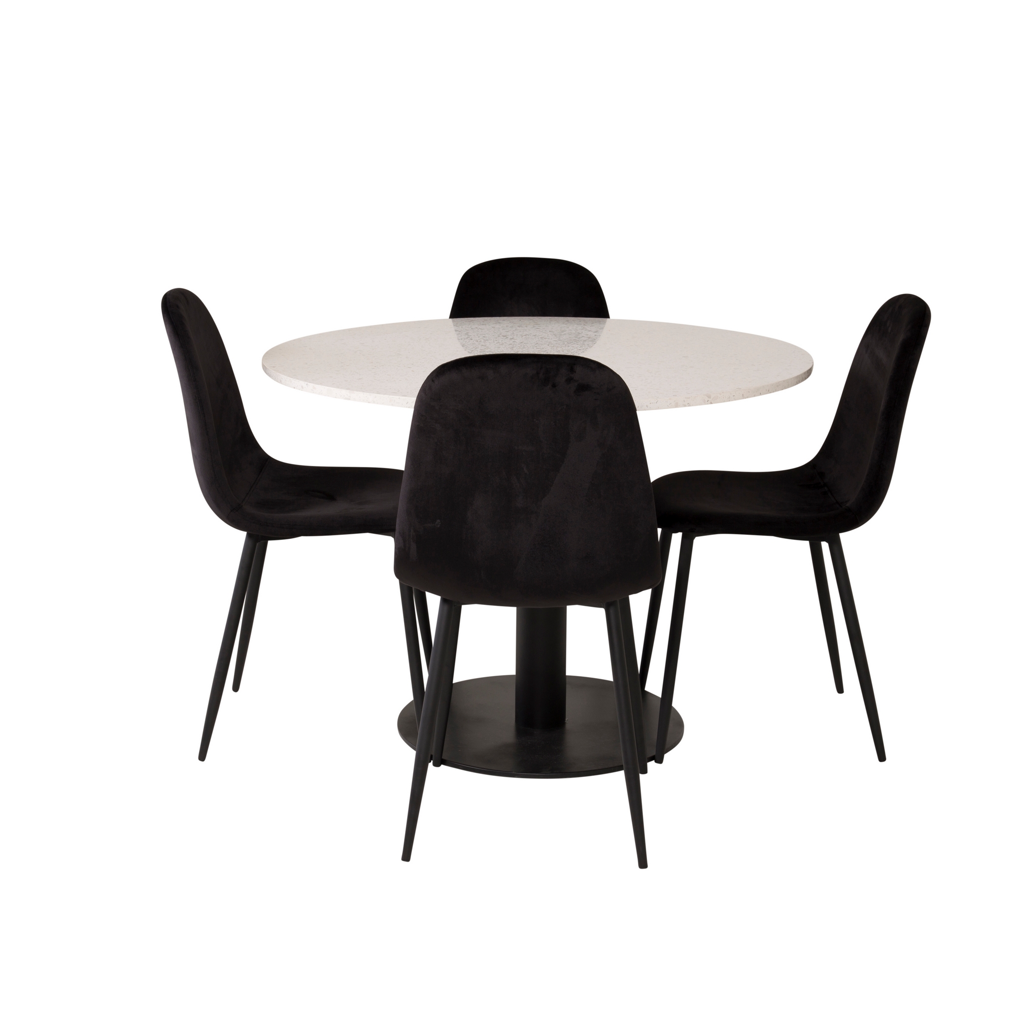 Spisegruppe Venture Home Roxanna HHvitBord med 4 Pobbie Stoler Fløyel