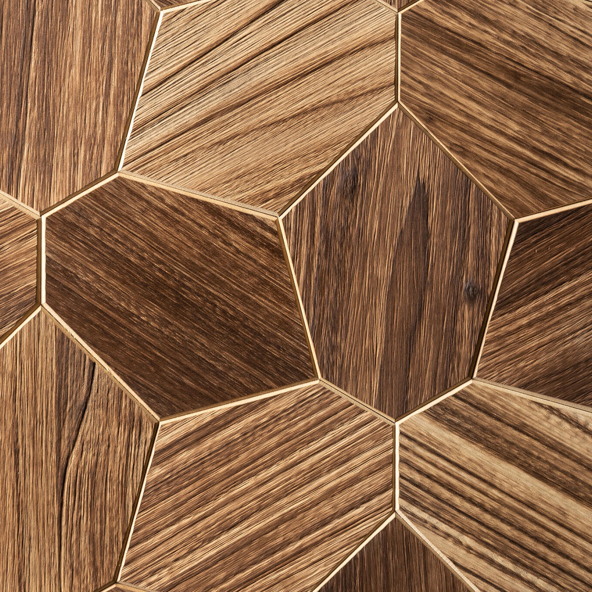 Veggpanel Emotionwood Hexagon Abachi Yakisugi