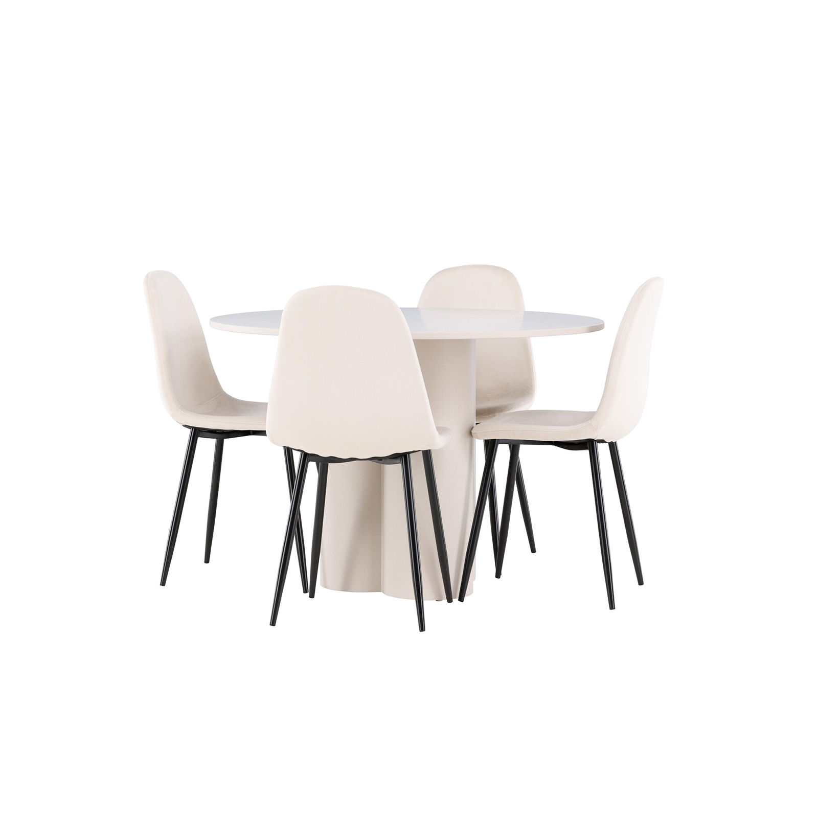 Spisegruppe Venture Home Olivia Ø110 med 4 stk Polar Stoler Fløyel