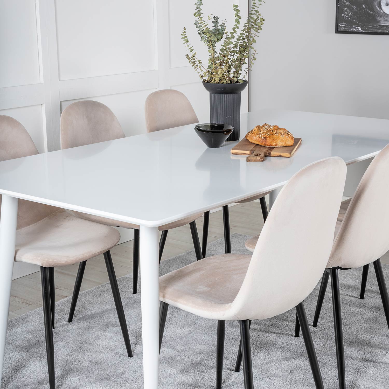 Spisegruppe Venture Home Pobbie med 6 Stoler Fløyel