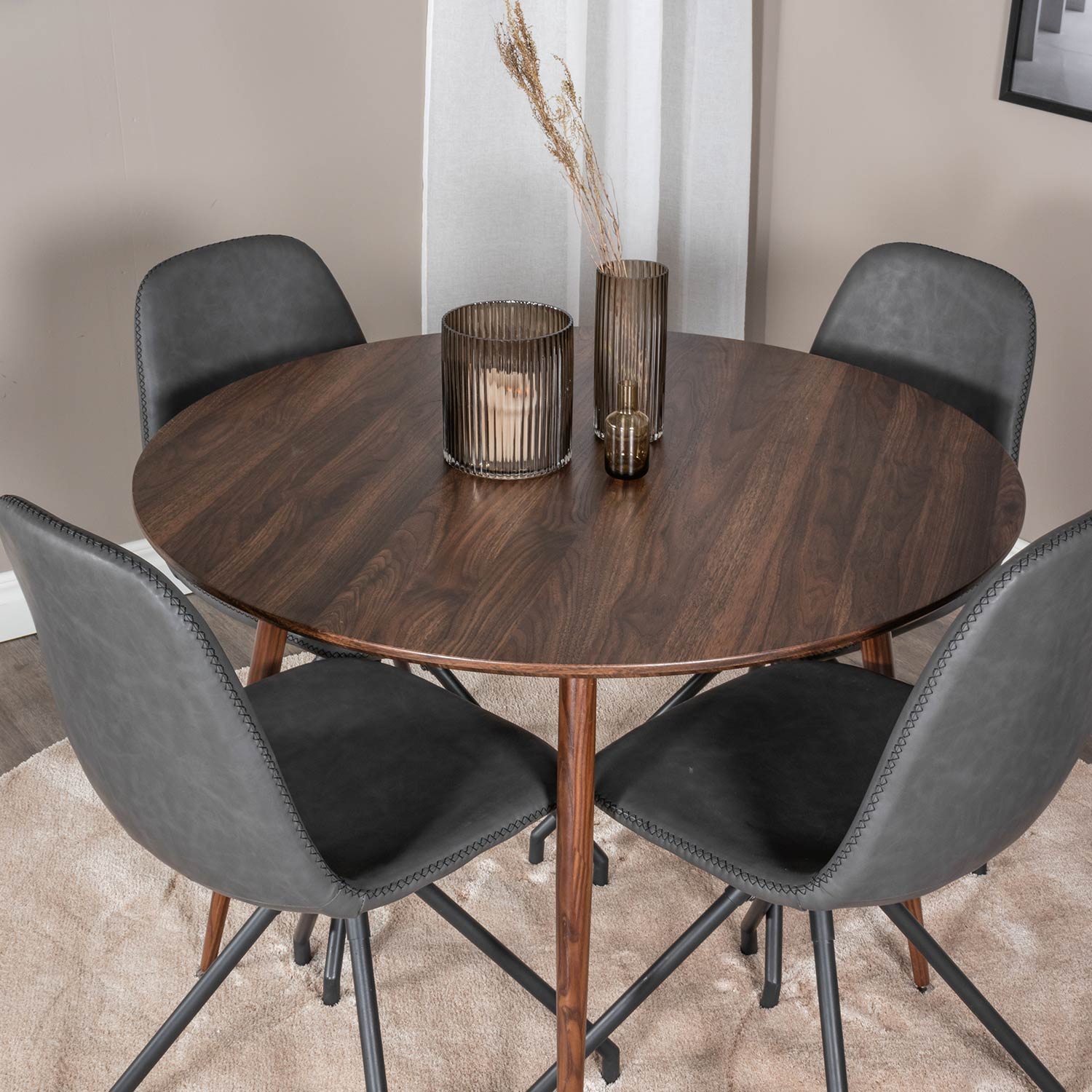 Spisegruppe Venture Home Plake med 4 Pobbie Stoler Design med Svingfunksjon Kunstlær