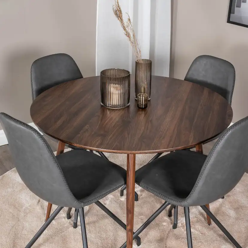 Spisegruppe Venture Home Plake med 4 Pobbie Stoler Design med Svingfunksjon Kunstlær