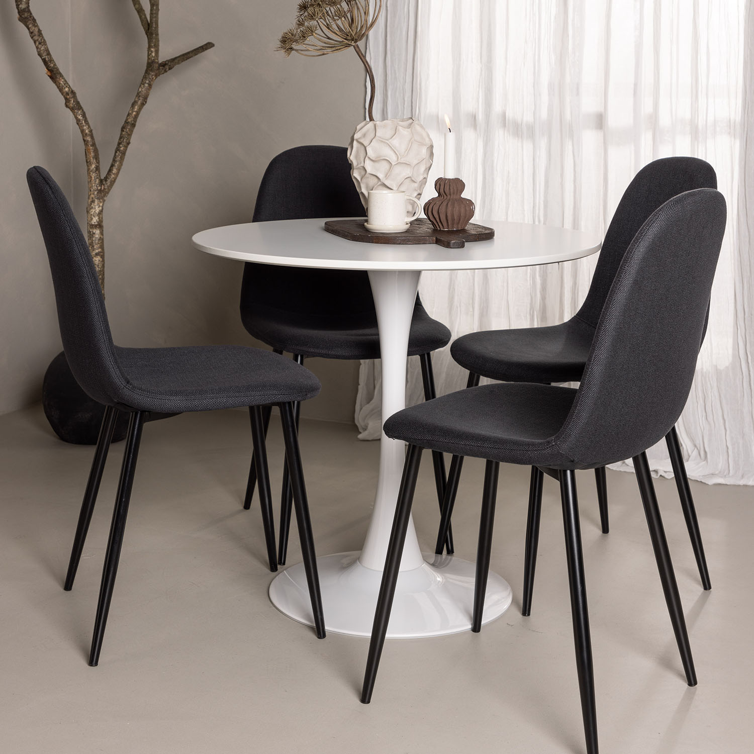 Spisegruppe Venture Home Hamden Ø80 cm med 4 Polar Stoler