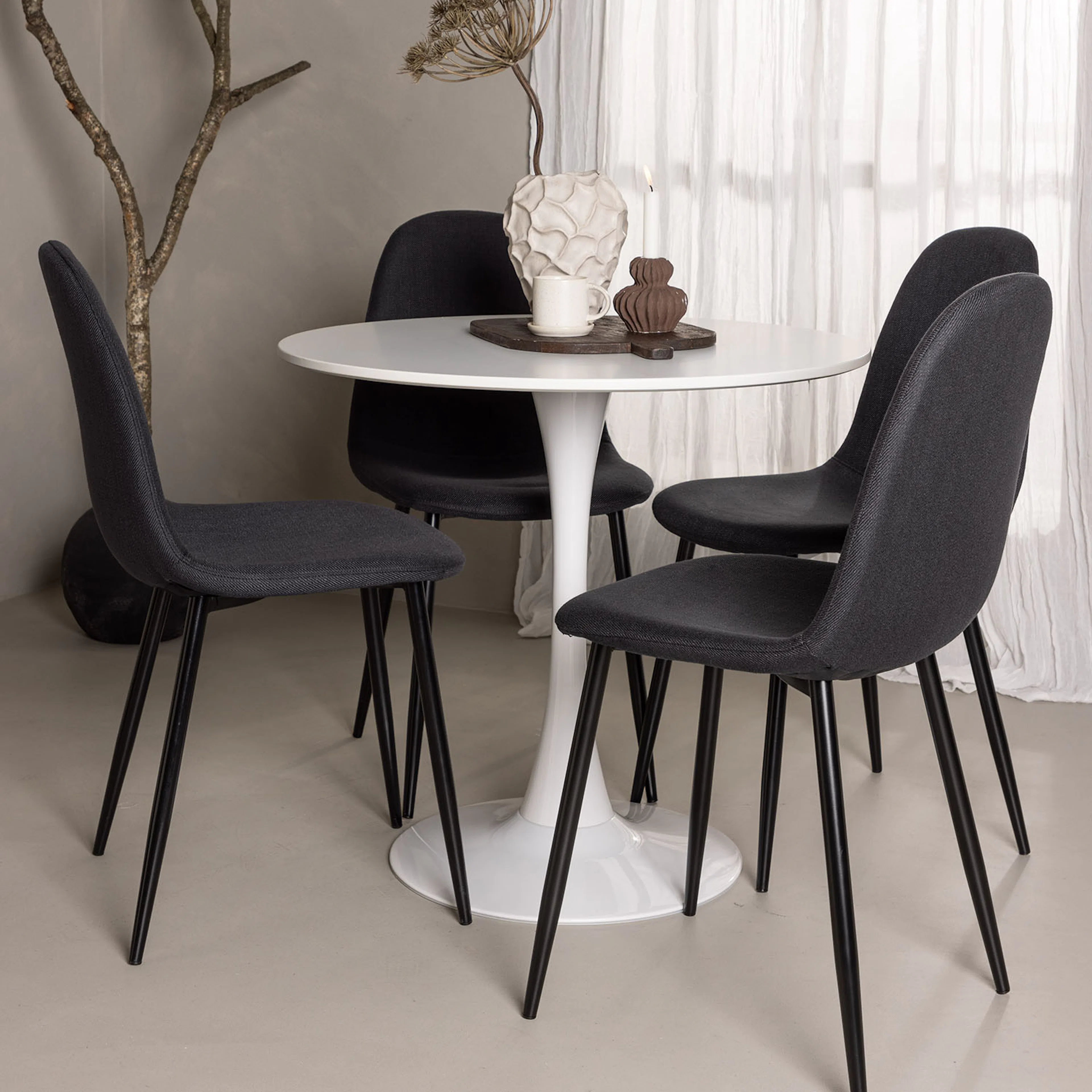 Spisegruppe Venture Home Hamden Ø80 cm med 4 Polar Stoler