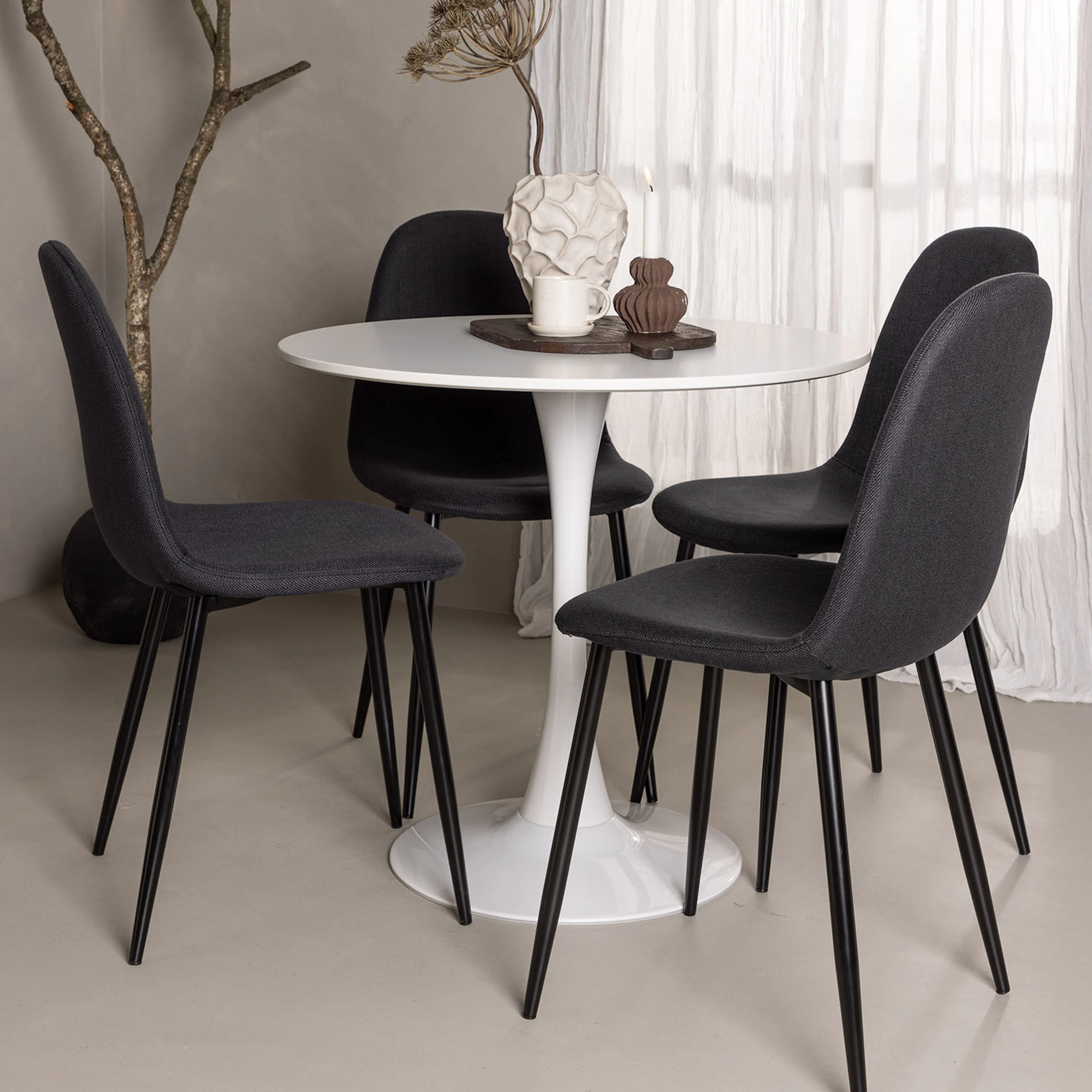 Spisegruppe Venture Home Hamden Ø80 cm med 4 Polar Stoler