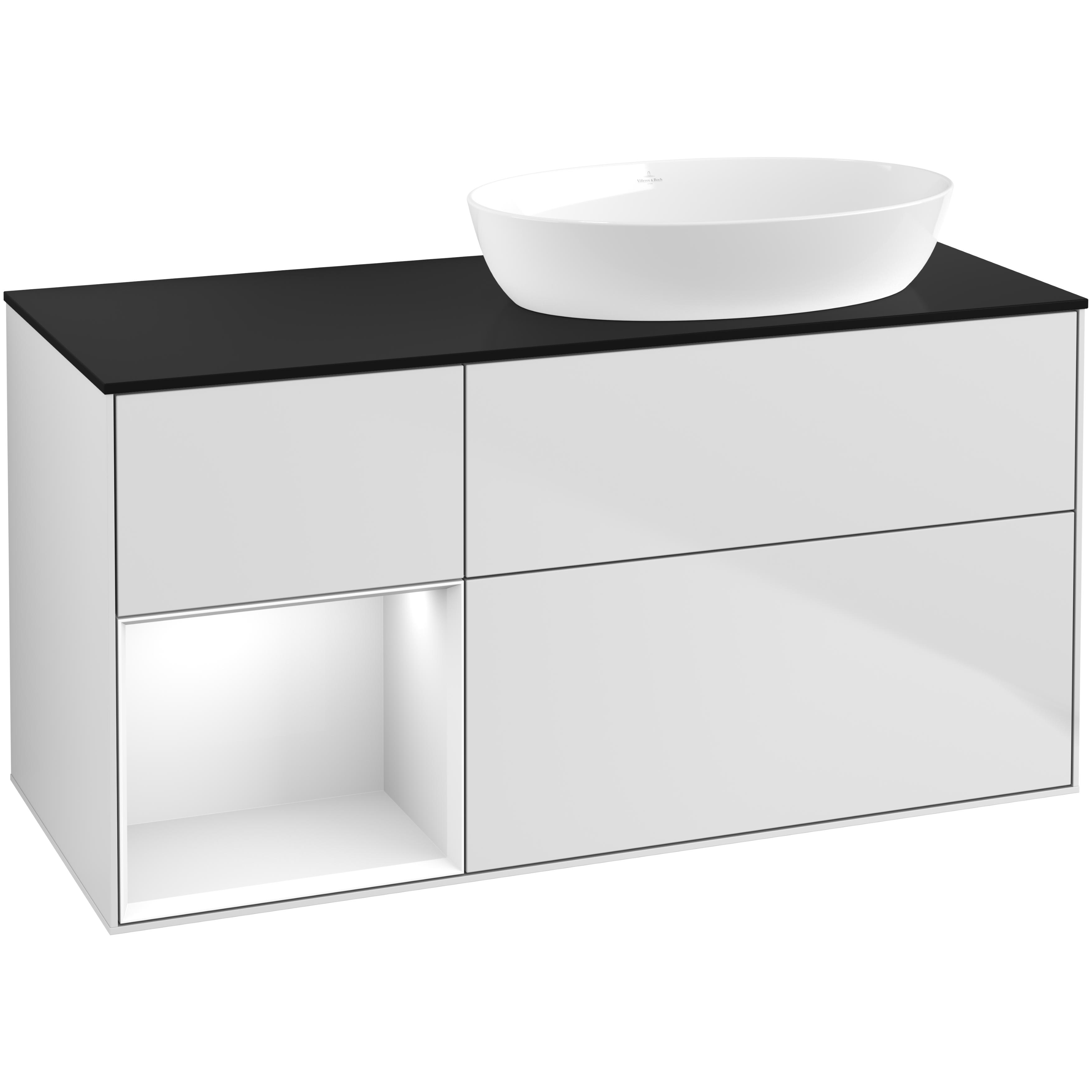 Tvättställsskåp Villeroy & Boch Finion med 3 Lådor Hylla och Bänkskiva för Ocentrerat Tvättställ från Artis & Collaro