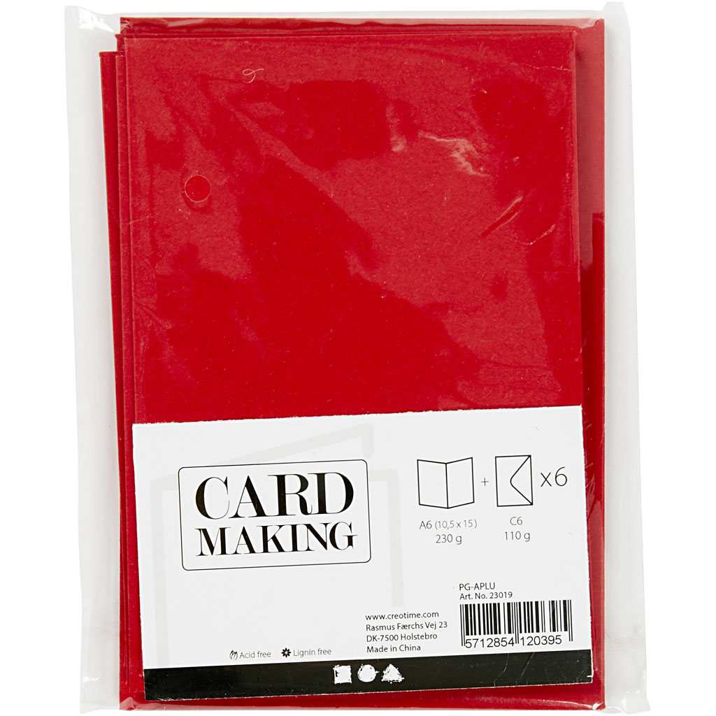 Kort Creativ Company og Konvolutt Kort str 10,5x15 cm Konvolutt str 11,5x16,5 cm 6 stk 1 Pk