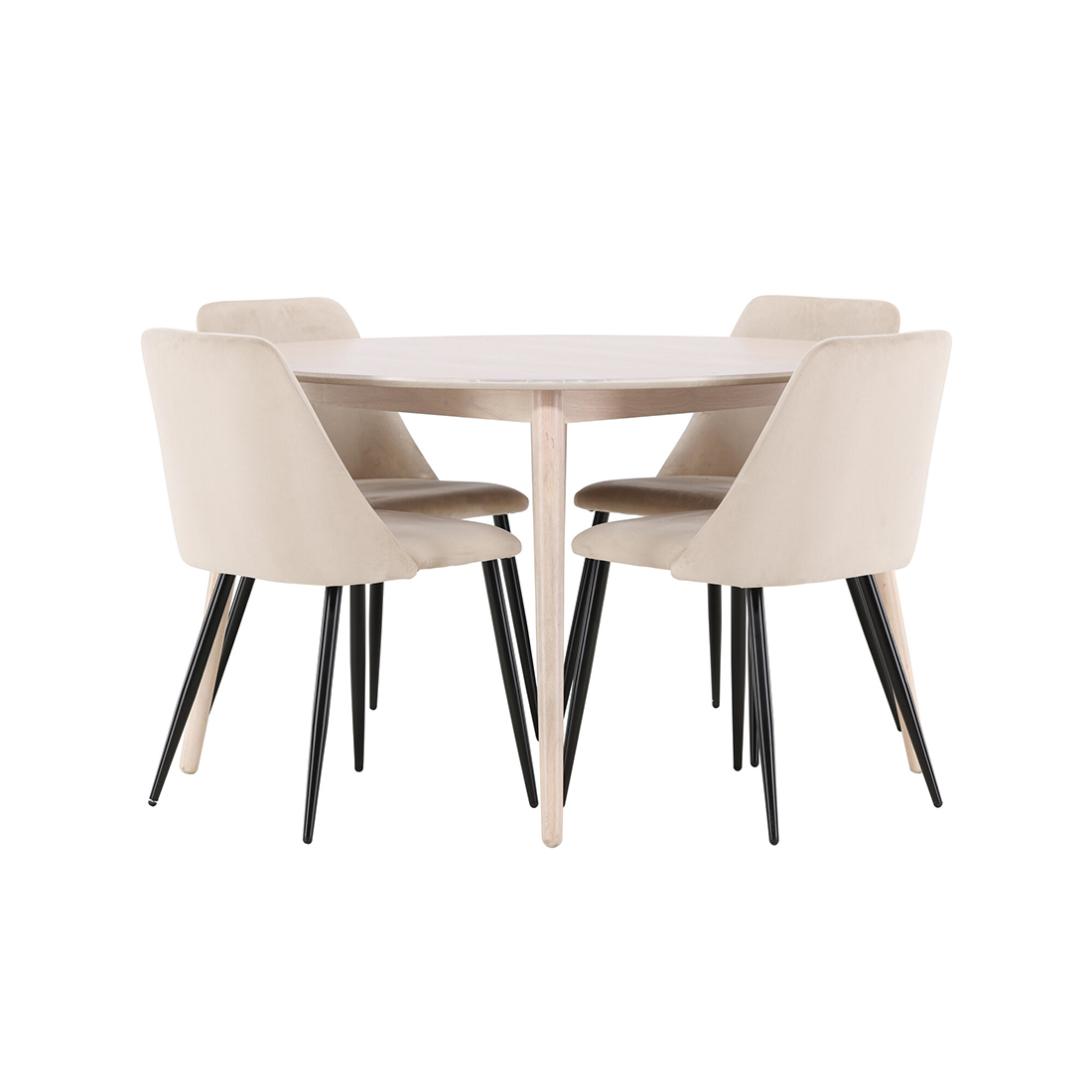 Spisegruppe Venture Home Flora Ø120 cm med 4st Night Spisestoler