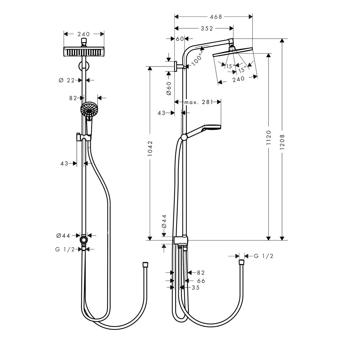 Dusjsett Hansgrohe Crometta E ShowerTute 240 1jet