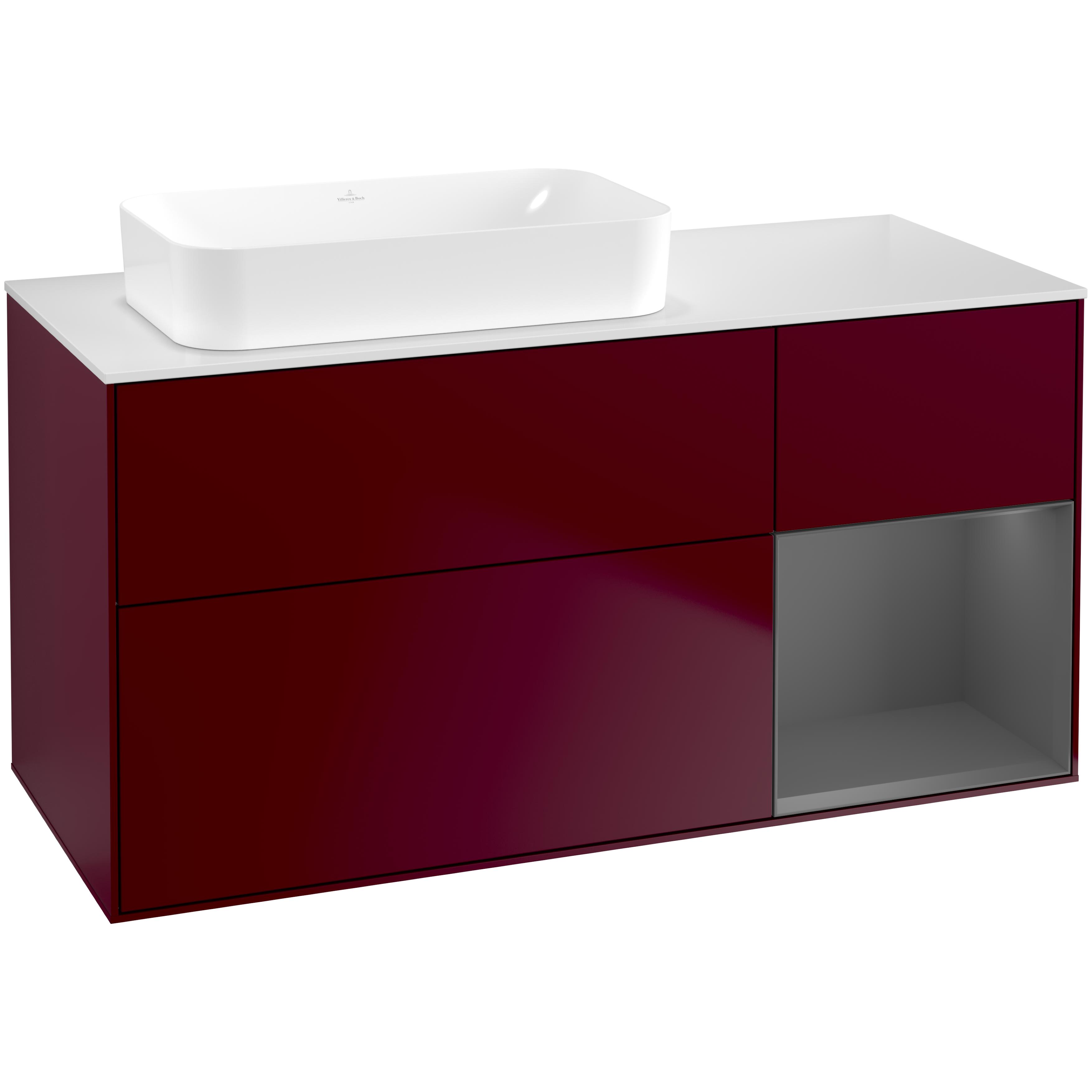 Tvättställsskåp Villeroy & Boch Finion med 3 Lådor Hylla och Bänkskiva för Ocentrerat Fristående Tvättställ