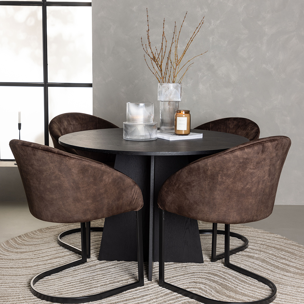 Spisegruppe Venture Home Bootcut Ø110 cm med 4 stk Evening Stoler