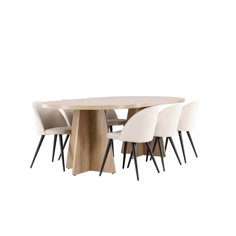 Spisegruppe Venture Home Bootcut 230 med 6 stk Velvet Stoler