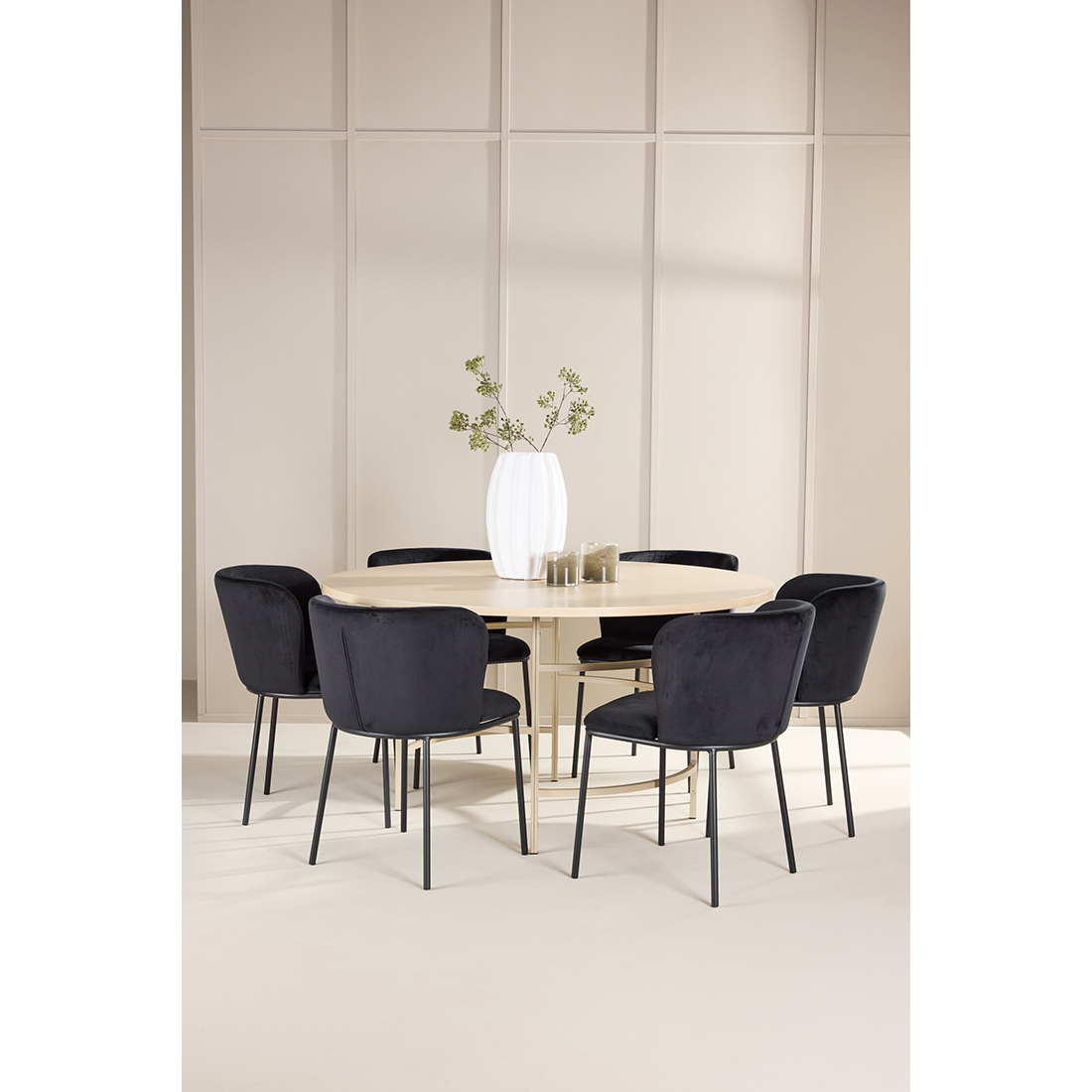 Spisegruppe Venture Home Copenhagen Ø140 cm med 6st Edina Spisestoler