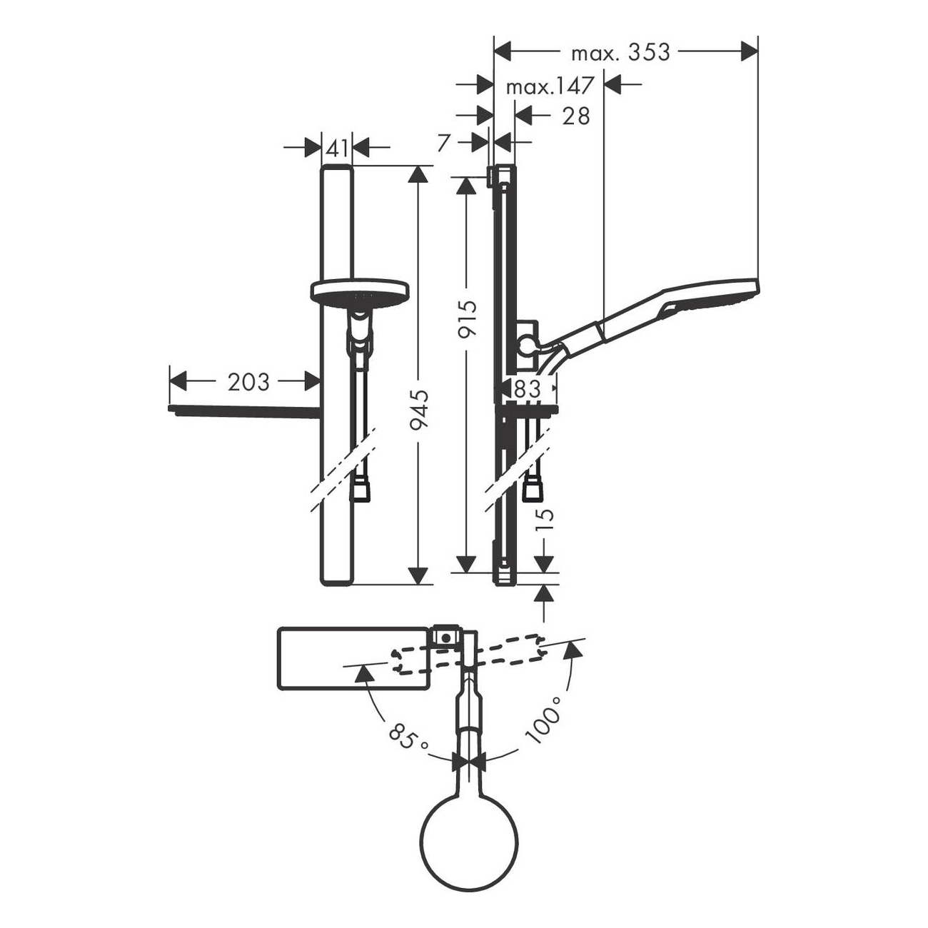 Dusjsett Hansgrohe Raindance Select S 120 3jet 90