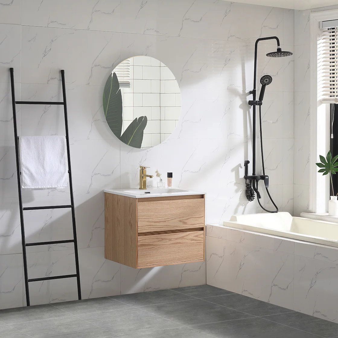 Produktbild: Bathlife Lättsam Natur tvättställsskåp i ljust trä