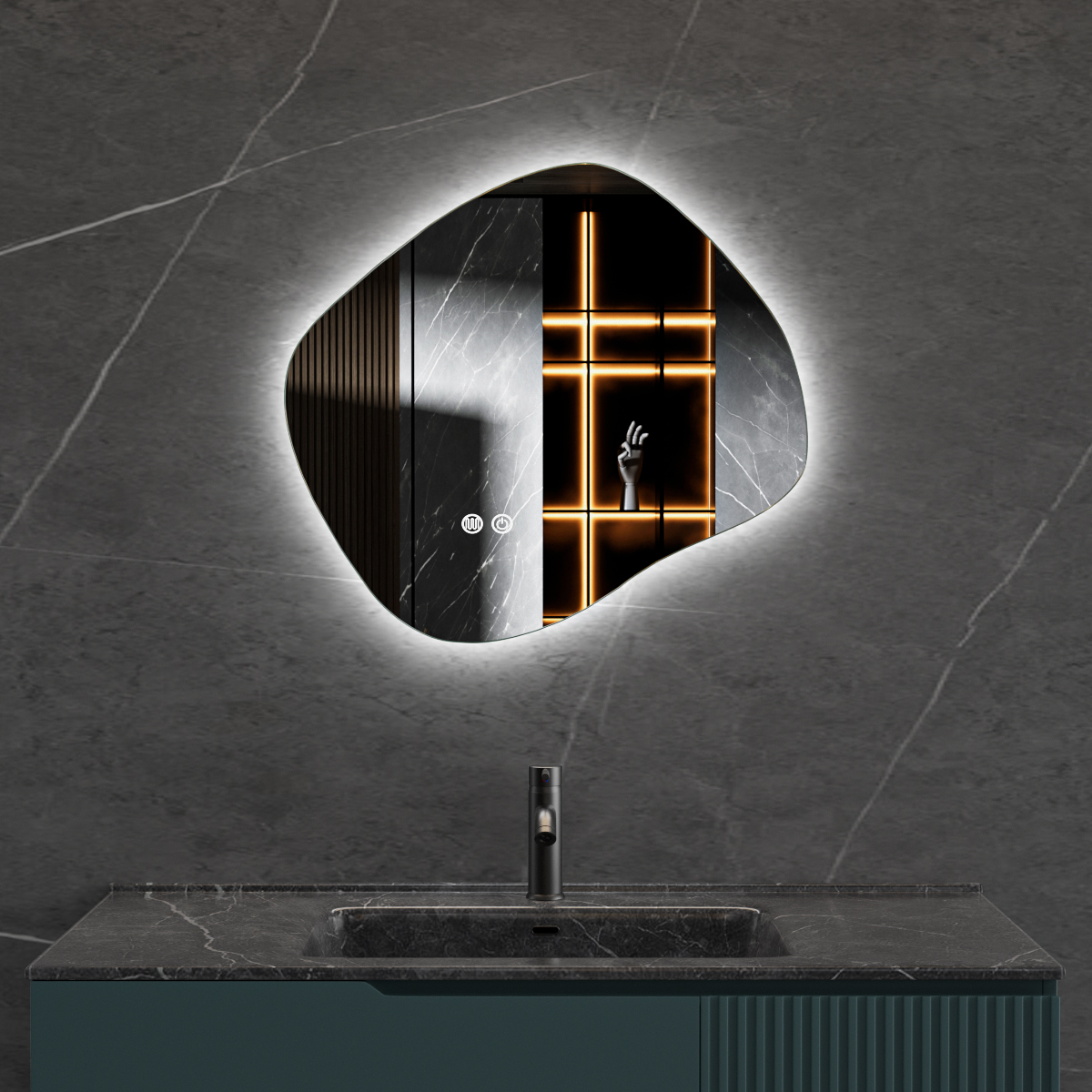 Baderomsspeil Lyfco med LED-belysning 80x72 cm