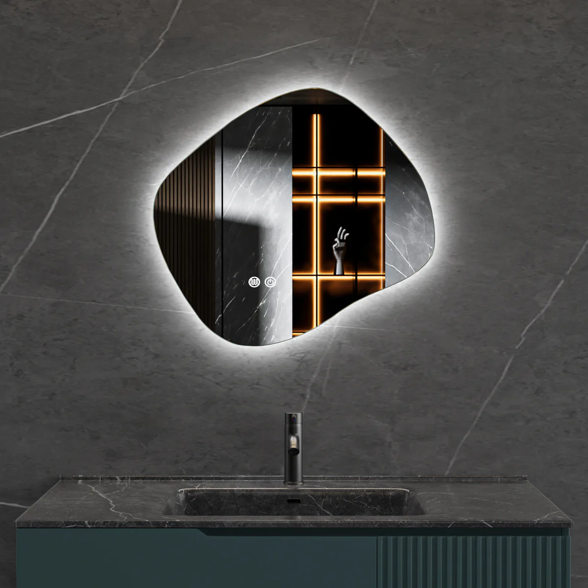 Baderomsspeil Lyfco med LED-belysning 80x72 cm