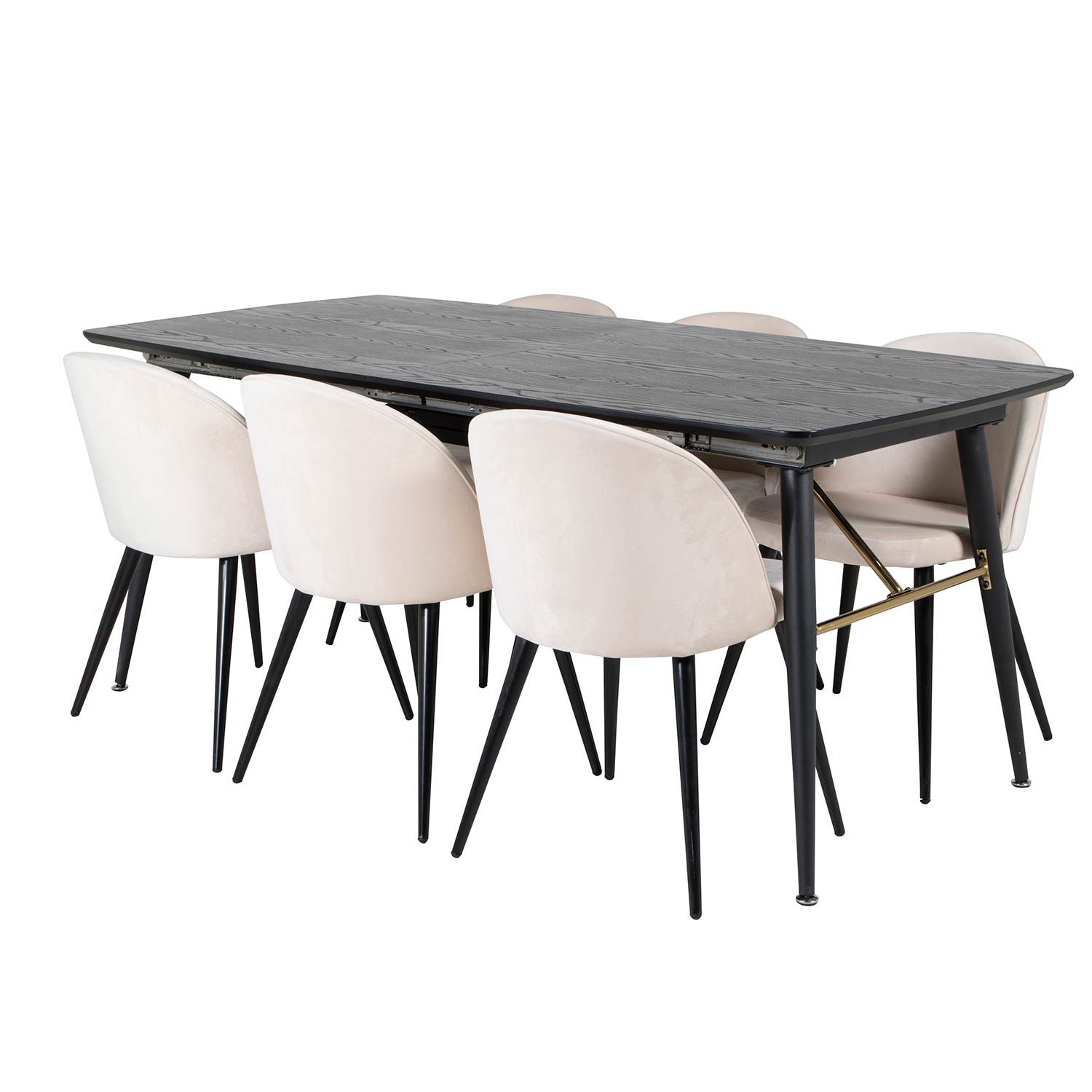 Spisegruppe Venture Home Gold med 6 Velvet Stoler