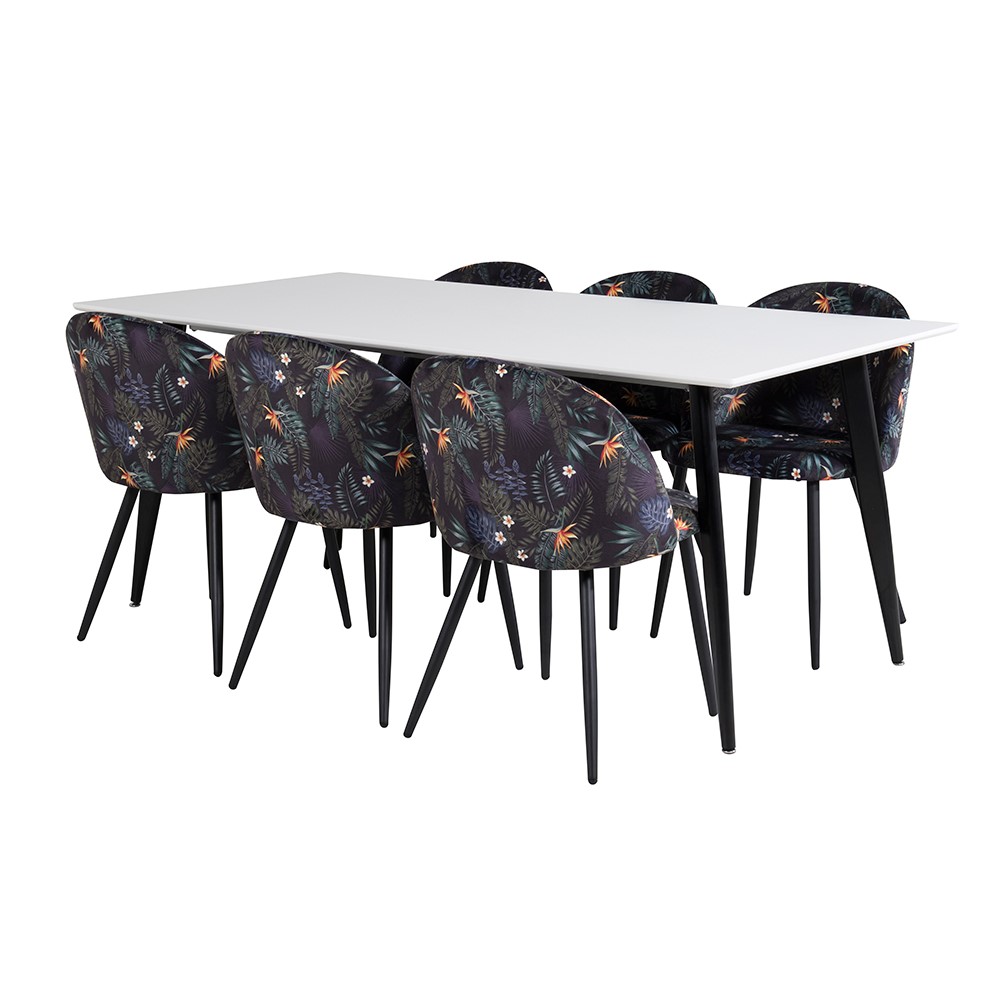 Spisegruppe Venture Home Pobbie med 6 Valentina Stoler Polyester