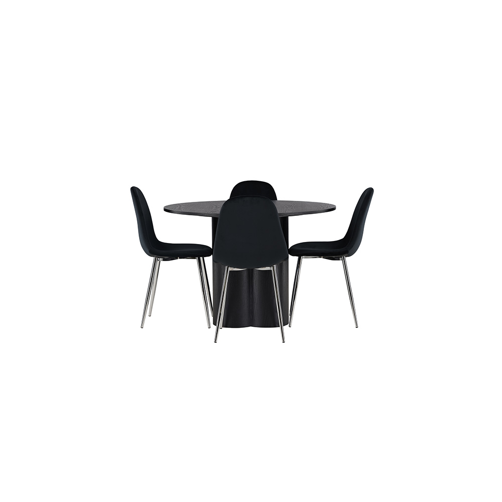 Spisegruppe Venture Home Olivia Ø110 cm med 4 stk Polar Stoler