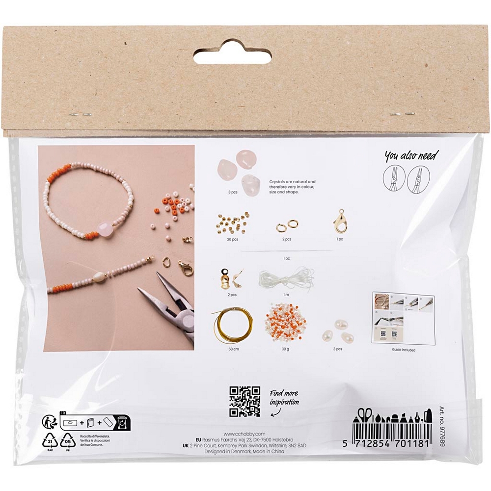 Hobbysett Creativ Company Mini DIY Kit Smykker Rosekvarts Halskjede og Armbånd