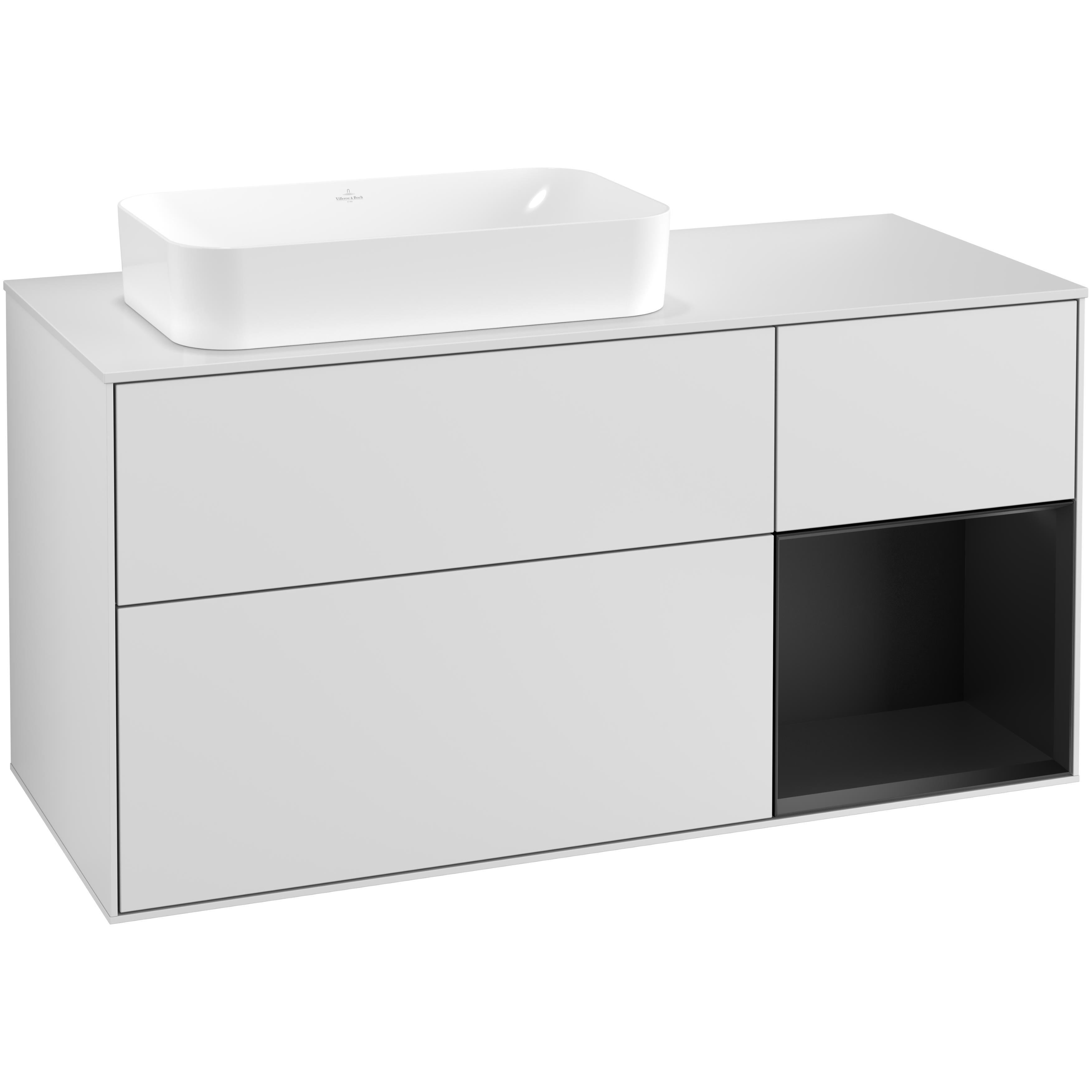 Tvättställsskåp Villeroy & Boch Finion med 3 Lådor Hylla och Bänkskiva för Ocentrerat Fristående Tvättställ