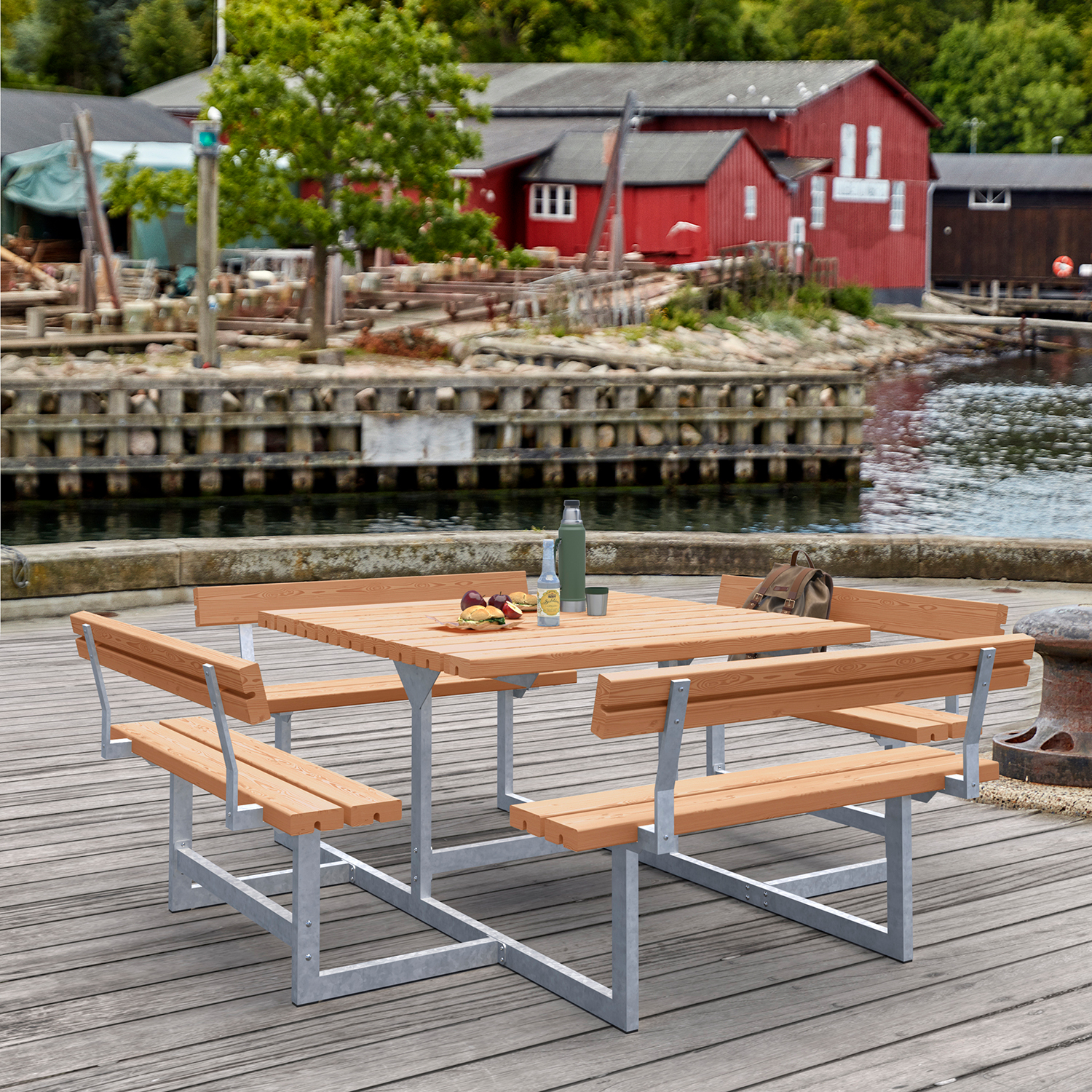 Piknikbord PLUS Picnic med 4 Ryggstøtter 224 cm Lerketre