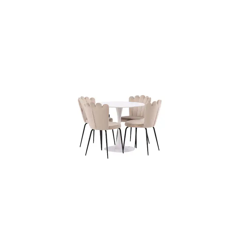 Spisegruppe Venture Home Hamden Ø80 cm med 4 Limhamn Light Stoler