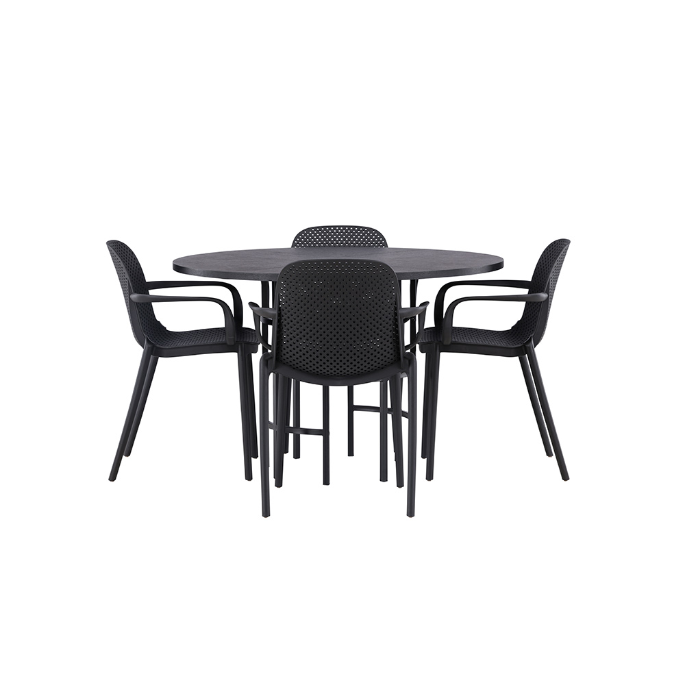 Spisegruppe Venture Home Copenhagen Ø 115 cm med 4 Baltimore Stoler