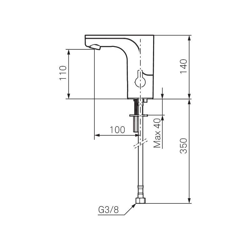Servantbatteri Mora MMIX Tronic Black Beröringsfri Sort, Batteridrift