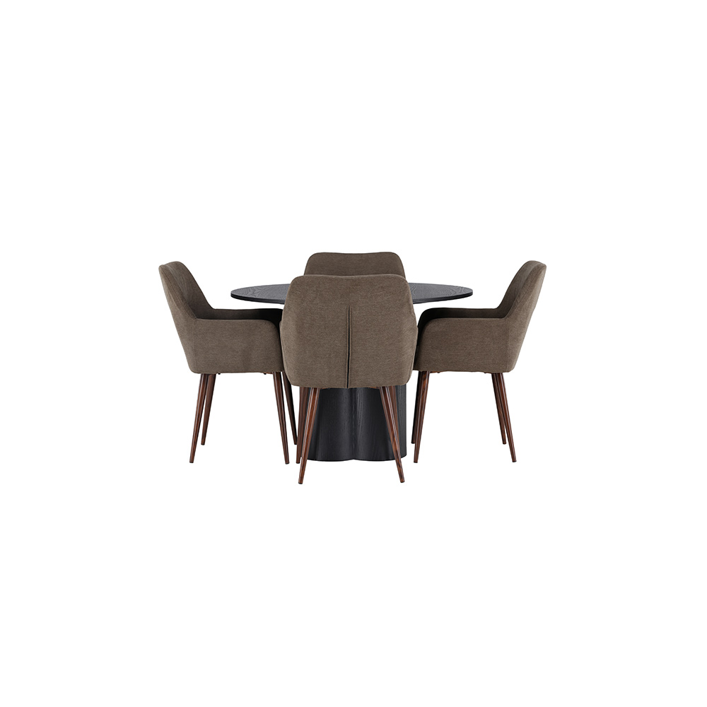 Spisegruppe Venture Home Olivia Ø110 cm med 4 stk Tomorrow Stoler